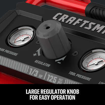 CRAFTSMAN Air Compressor, 2 Gallon Portable Air Compressor 1/3HP Max 125 PSI Oil