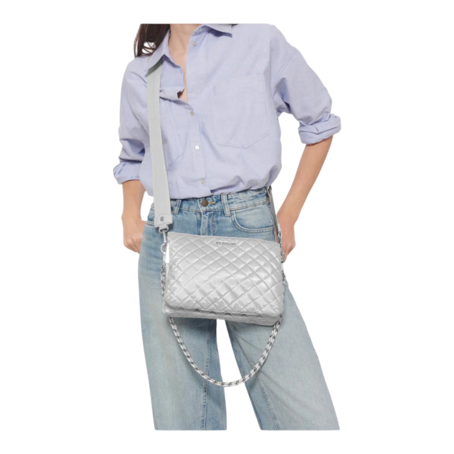 MZ Wallace Large Crosby Pippa Quilted Crossbody Bag 1349C1984 Pebble Liquid