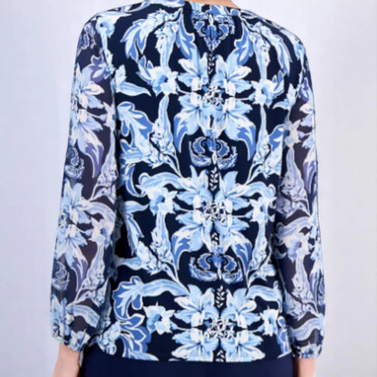 JM Collection Womens Floral Printed Top Blouse NWT