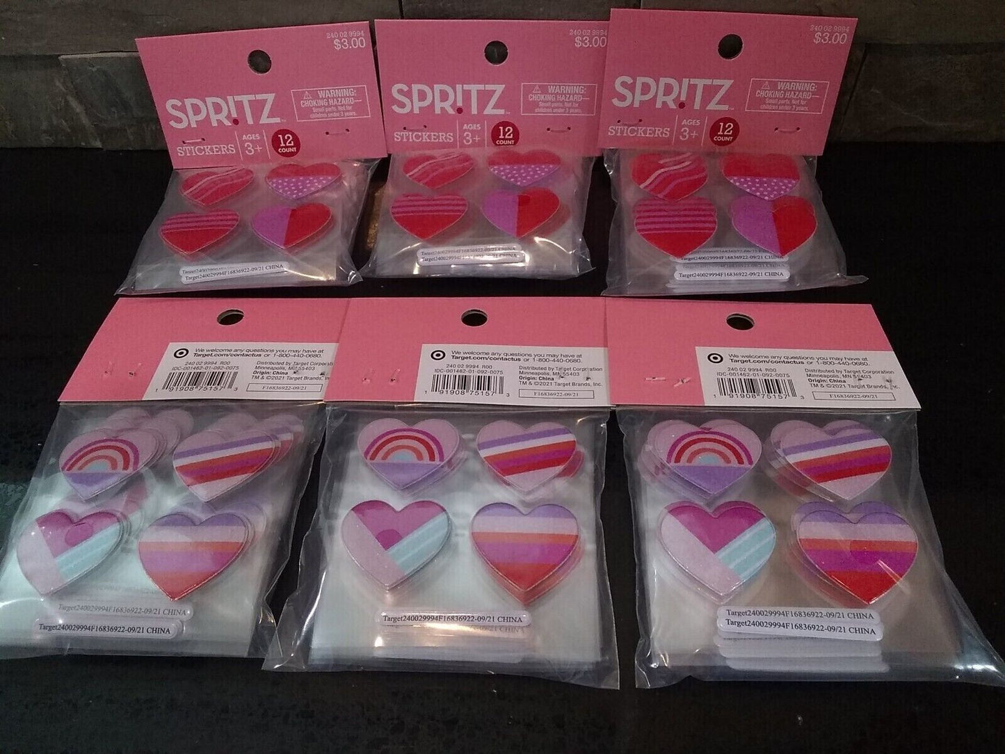 Lot Of 288 Spritz Heart Shaped Stickers