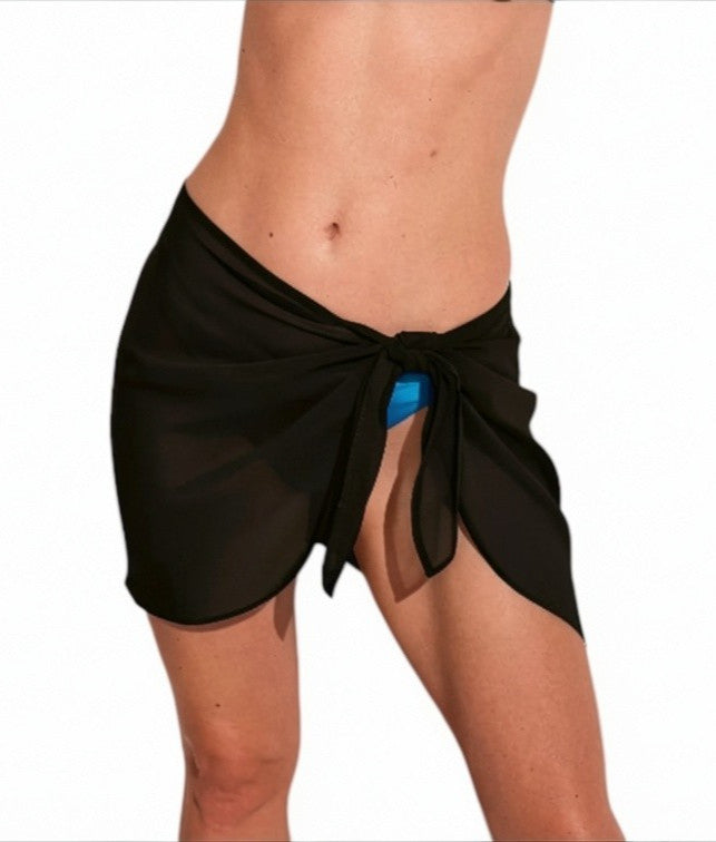 VICTORIA'S SECRET SWIM Sheer Crinkle Mini Sarong, Beach Cover-up, Black - Size M