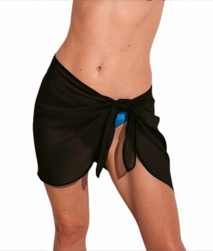 VICTORIA'S SECRET SWIM Sheer Crinkle Mini Sarong, Beach Cover-up, Black - Size M