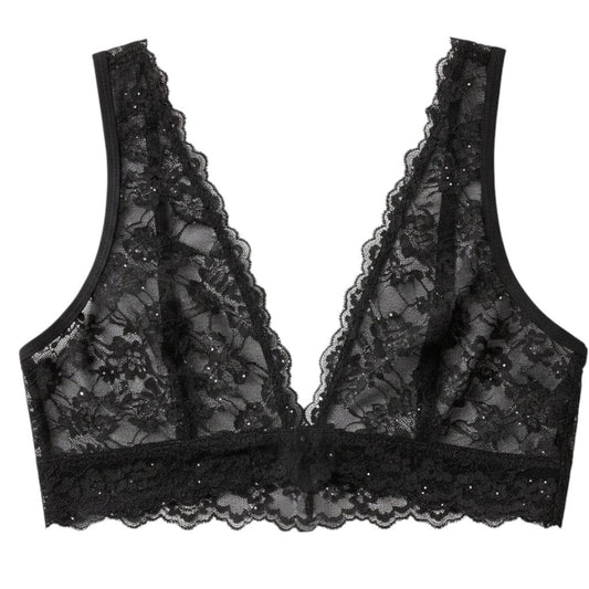 Victoria's Secret Lace Wireless Bralette, Black & twinkle, Soft Stretch Comfort