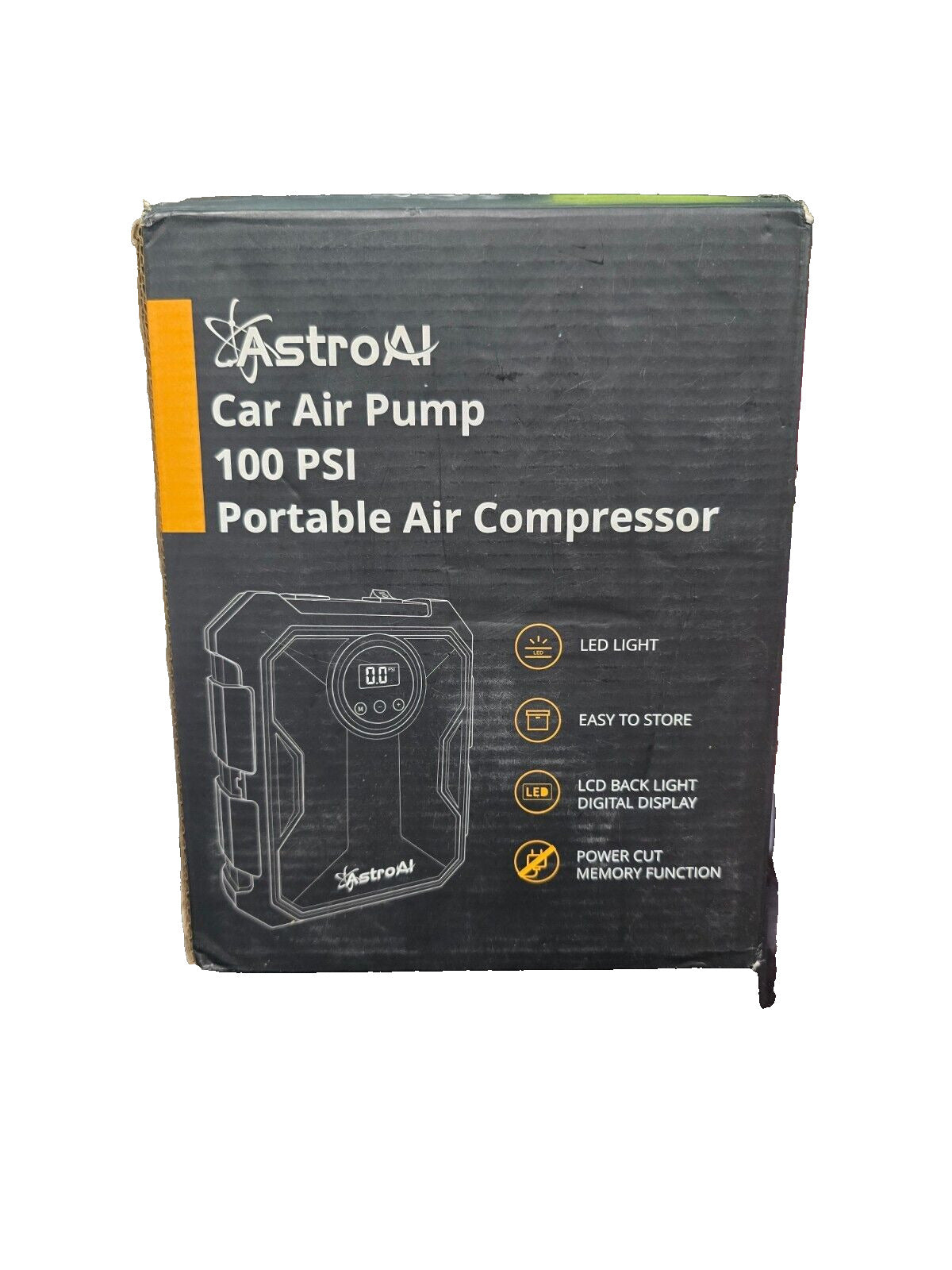 Astro AI  ACACCZK22SLYE-US Car Air Pump 100 PSI Portable Air Compressor, NIB