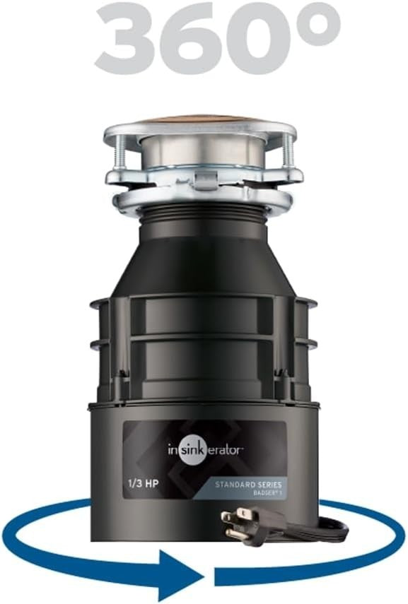 In-Sink-Erator Badger 1 With Cord Garbage Disposal, Badger, 11 3/8 In H