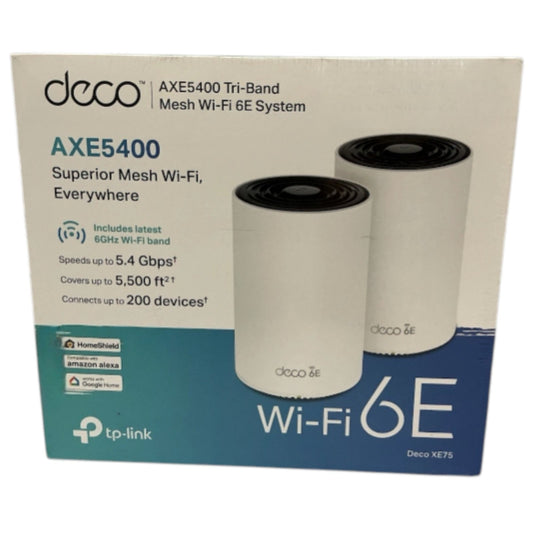 TP-LINK Deco XE75 AXE5400 Wi-Fi 6E Router Mesh System - White (2-Pack)