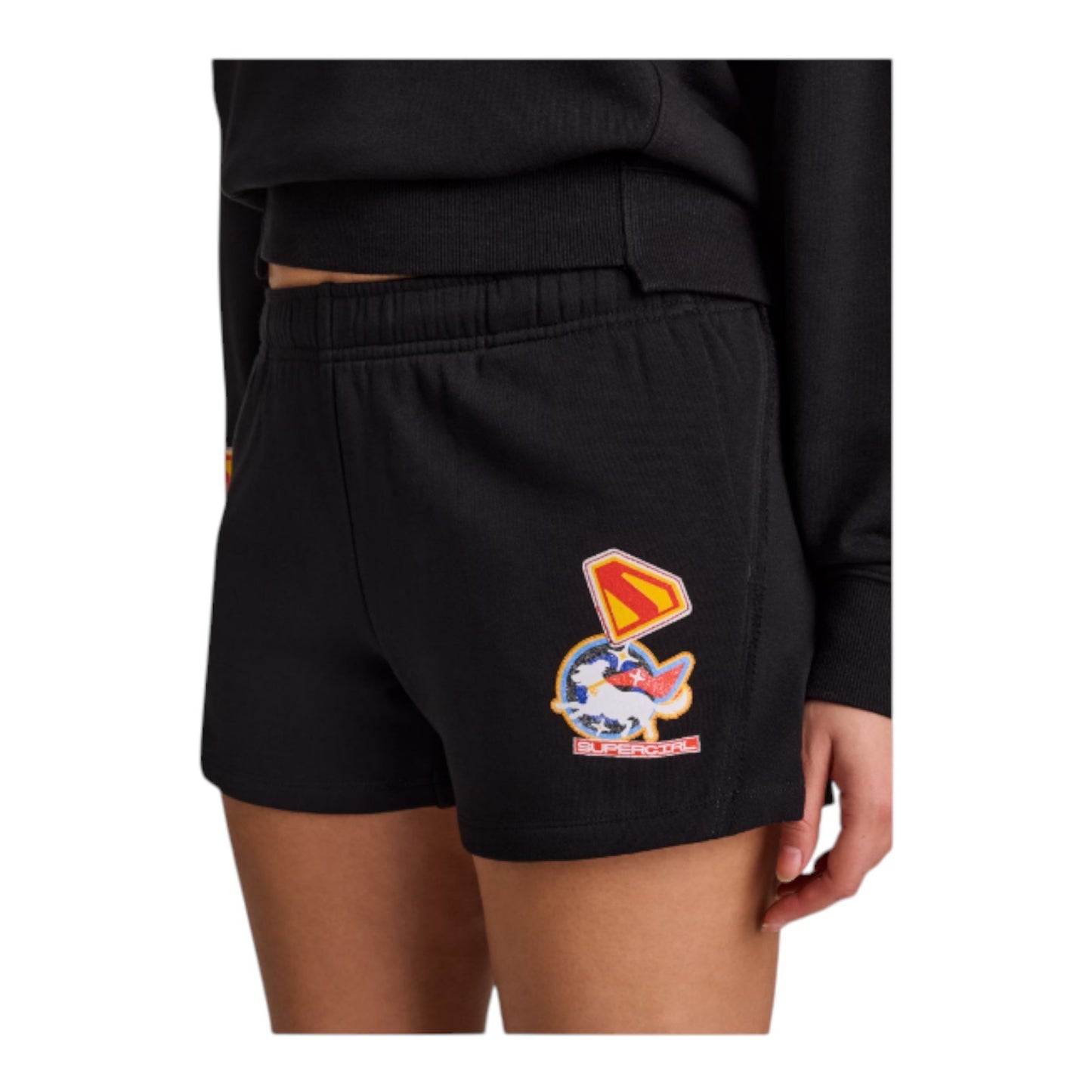 Reebok Women's Supergirl Graphic Sweatshirt & French Terry Graphic Shorts