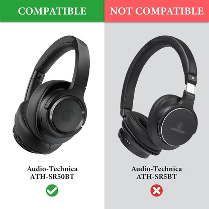 Geekria Ear Pads for Audio-Technica ATH-SR50BT, Headphones Ear Cushions, Black