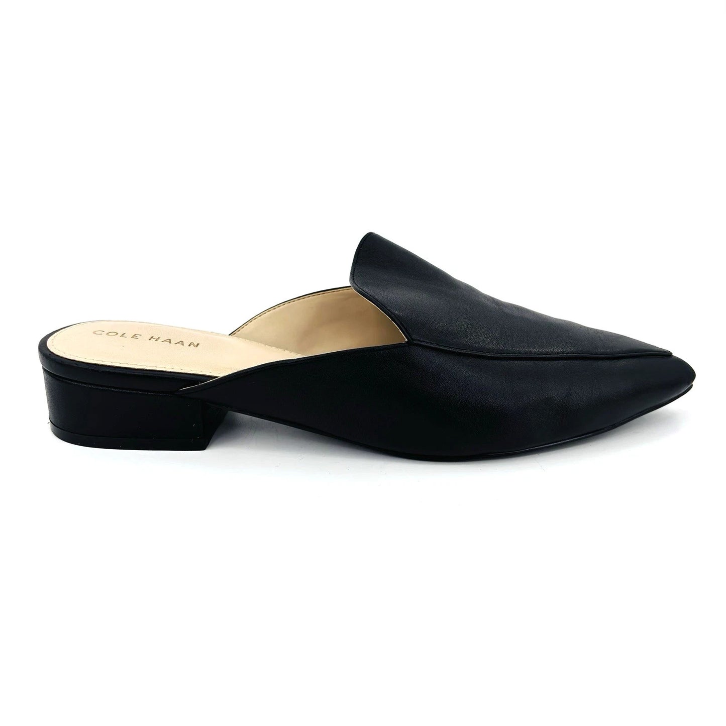 Womens Cole Haan Piper Black Smooth Leather Mules Pointed Toe Flats W12888 - 9 B