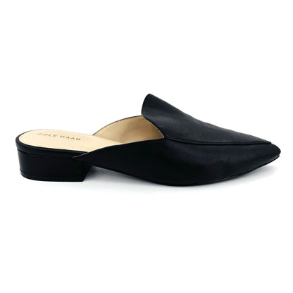 Womens Cole Haan Piper Black Smooth Leather Mules Pointed Toe Flats W12888 - 9 B