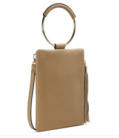 INC Charlii bangle handle faux-leather women's crossbody bag clutch - CAMEL/TAN