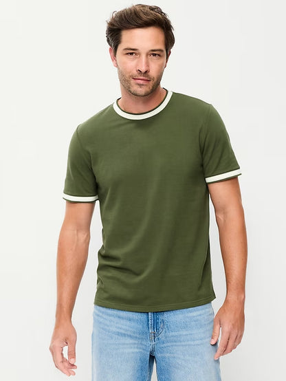 OLD NAVY Men's Crew Neck Trim Ringer Pique T-Shirt Tee NWT, Many colors & Sizes