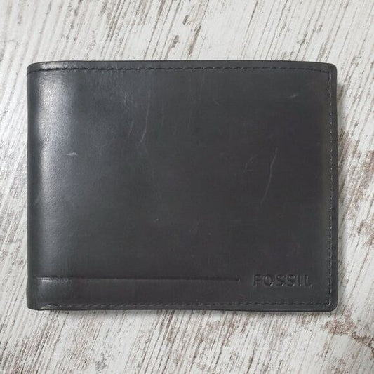 Fossil Allen Traveler Men’s Black Leather Bi-Fold Wallet RFID