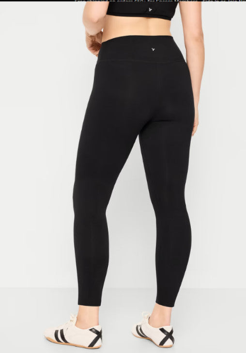 Old Navy Women's High-Waisted PowerChill 7/8 Cotton Leggings (Black)