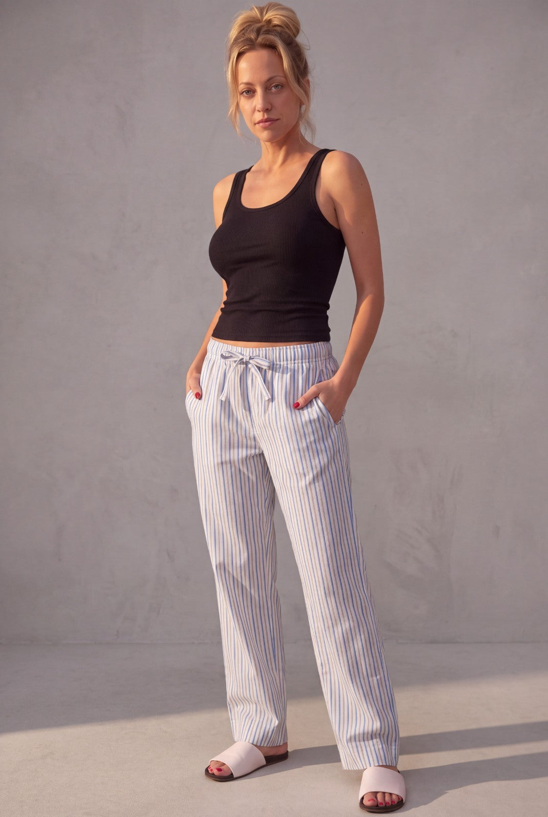 Gap Poplin Pajama Pants - Soft Cotton - 2 pockets - elastic waist - 2 Button Fly