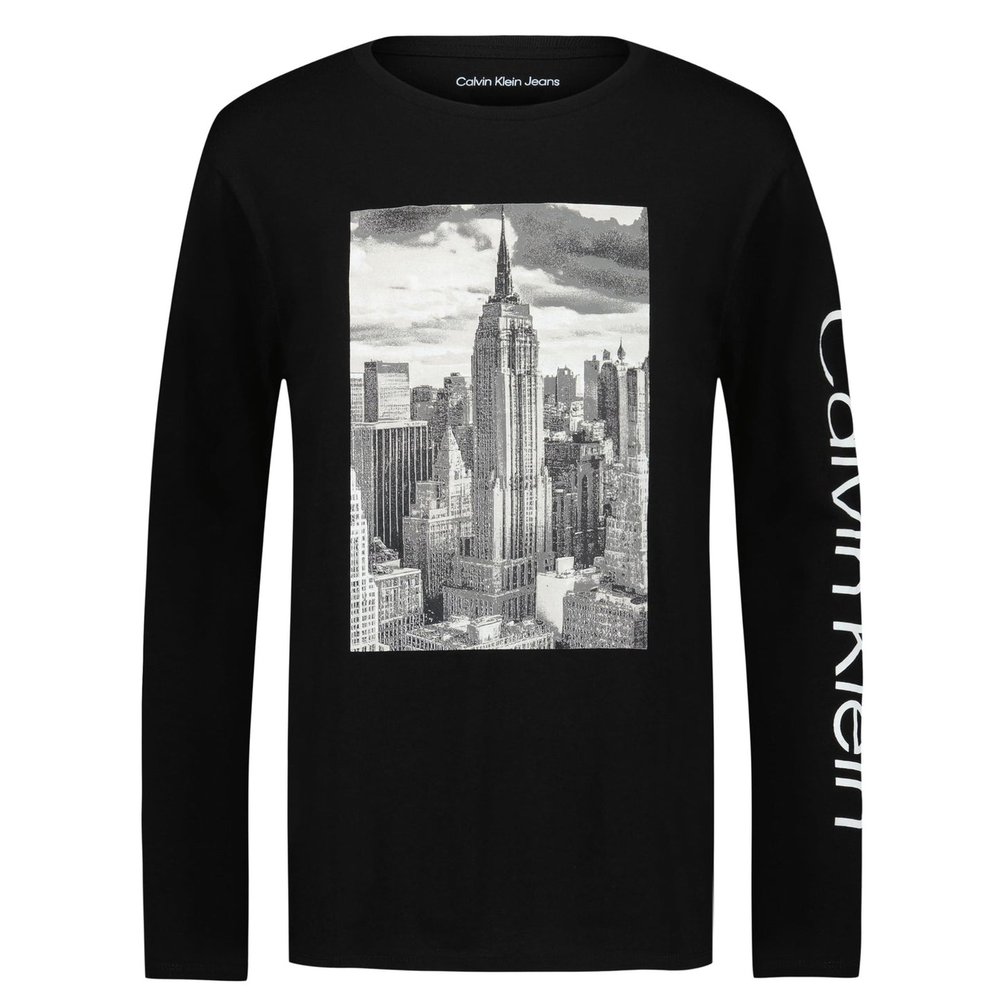 Calvin Klein Boys' Long Sleeve Crew Neck T-Shirt, Soft, Comfortable, Relaxed Fit