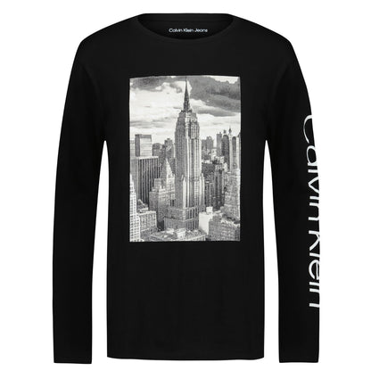 Calvin Klein Boys' Long Sleeve Crew Neck T-Shirt, Soft, Comfortable, Relaxed Fit