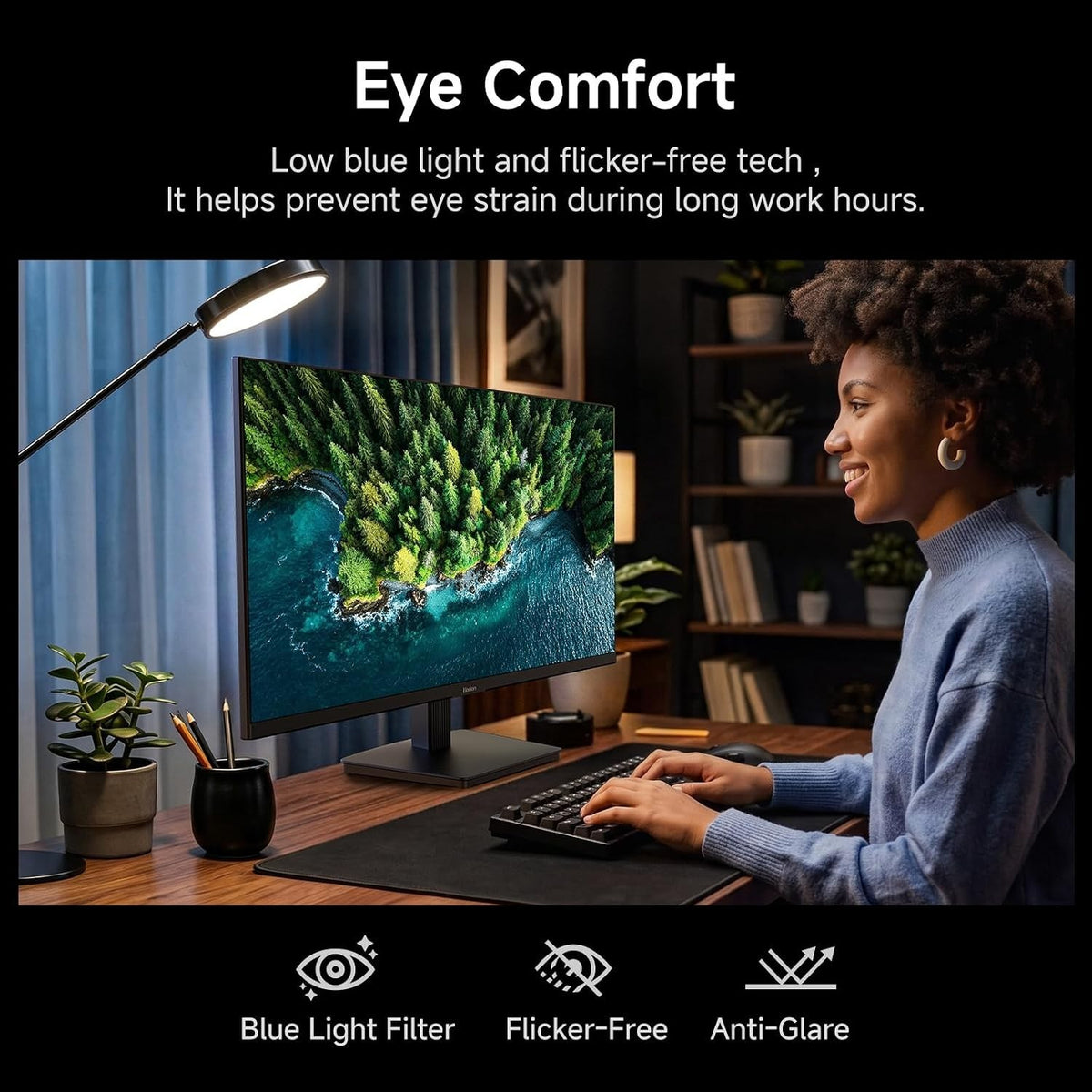 HORION 27 Inch Computer Monitor, FHD 144Hz Monitor | Eye Care，FreeSync/G-Sync