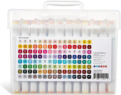 KINGART® 424-120 PRO Double-Ended Alcohol Ink Art Markers, 120 COLORS, Fine Poi
