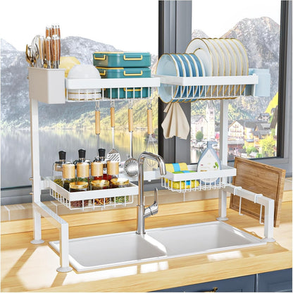 Over Sink Dish Drying Rack, Expandable Large Drying Rack, Suitable 4 Most Sinks