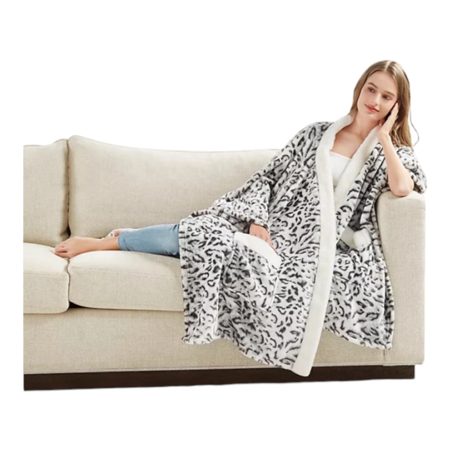 Premier Comfort Cozy Plush Printed Wrap With Oversized Pockets, 50" x 70"