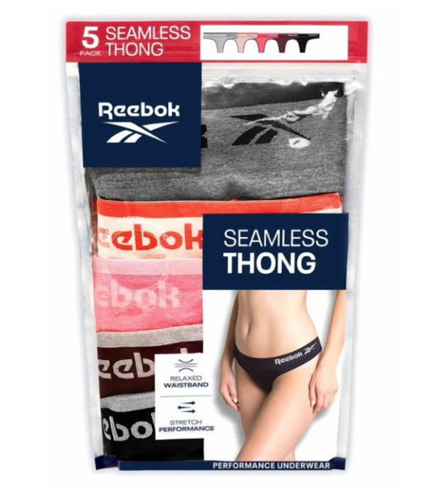 Reebok 5 Pack Seamless Thong Performance Underwear Women's S (4-6)