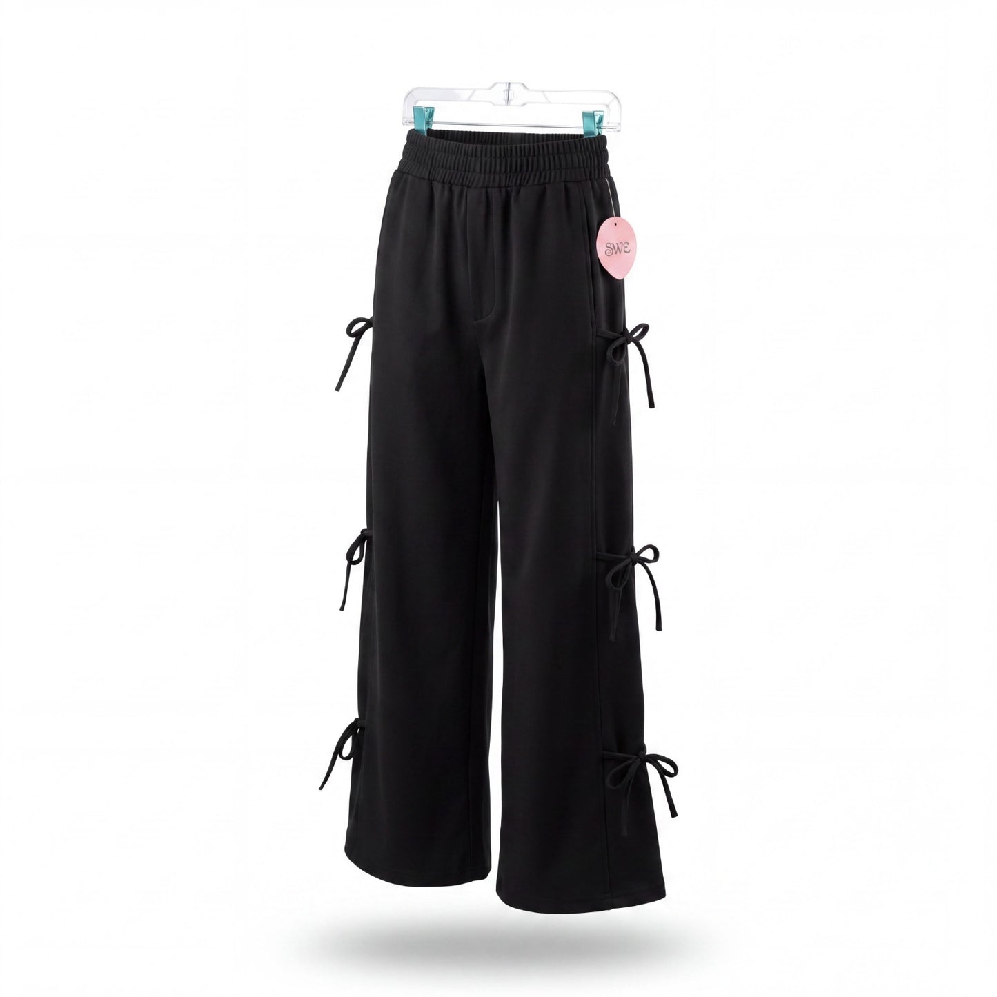 Girls ShoSHo Black Flare Leg Leggings with Bows Down the Sides