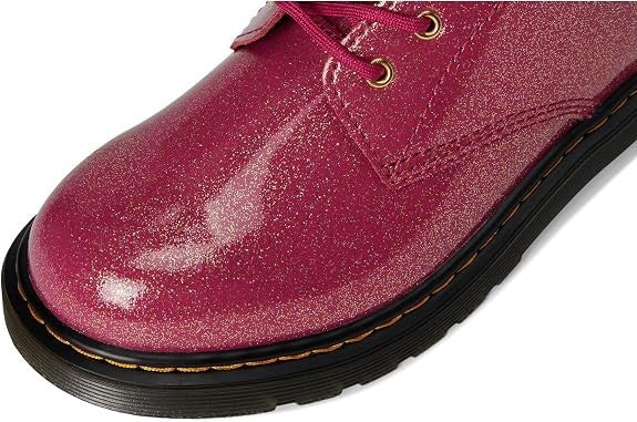 Dr. Martens unisex-child 1460 Lace Up Boot - Fuchsia/Silver/Gold Glitter - 5 Y
