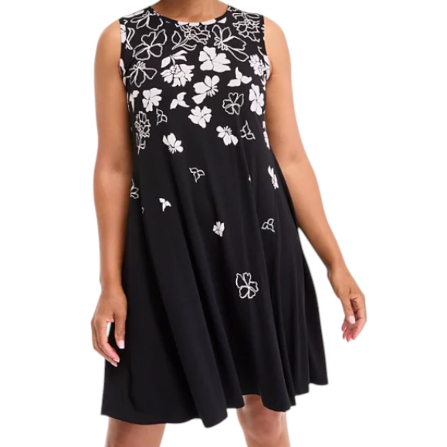 Style & Co Floral Spark Black Petite Printed Sleeveless Flip Flop Dress NWT