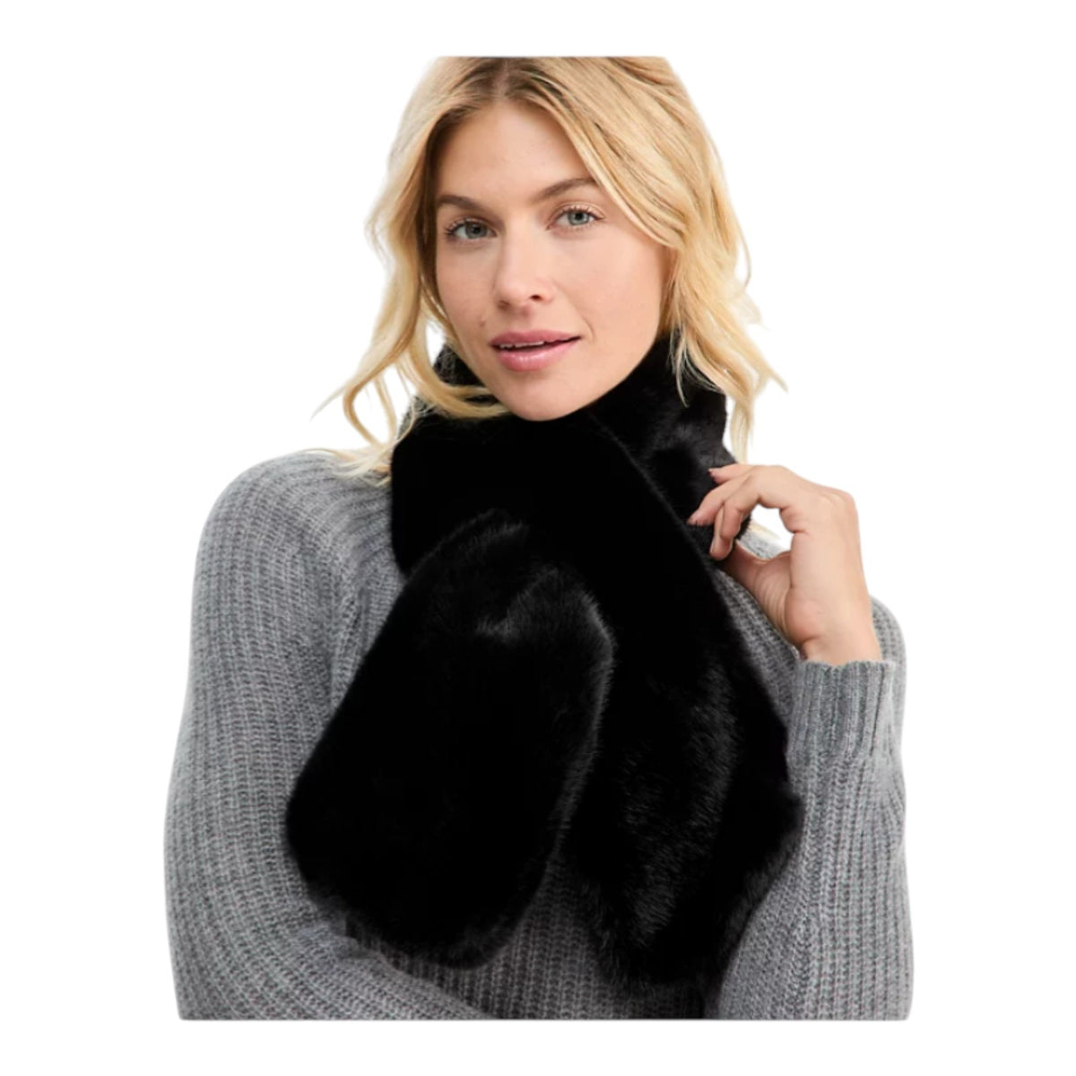 INC International Concepts Womens Faux Fur Pull-Through Scarf Leopard, Brown, Bl
