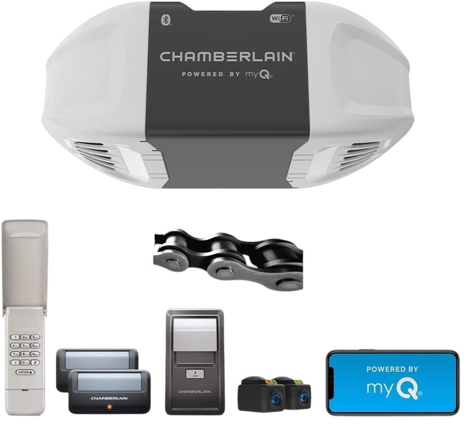 Chamberlain C2405 MYQ Smart Garage Door Opener, Chain Drive, 1/2-HP Motor, Du...