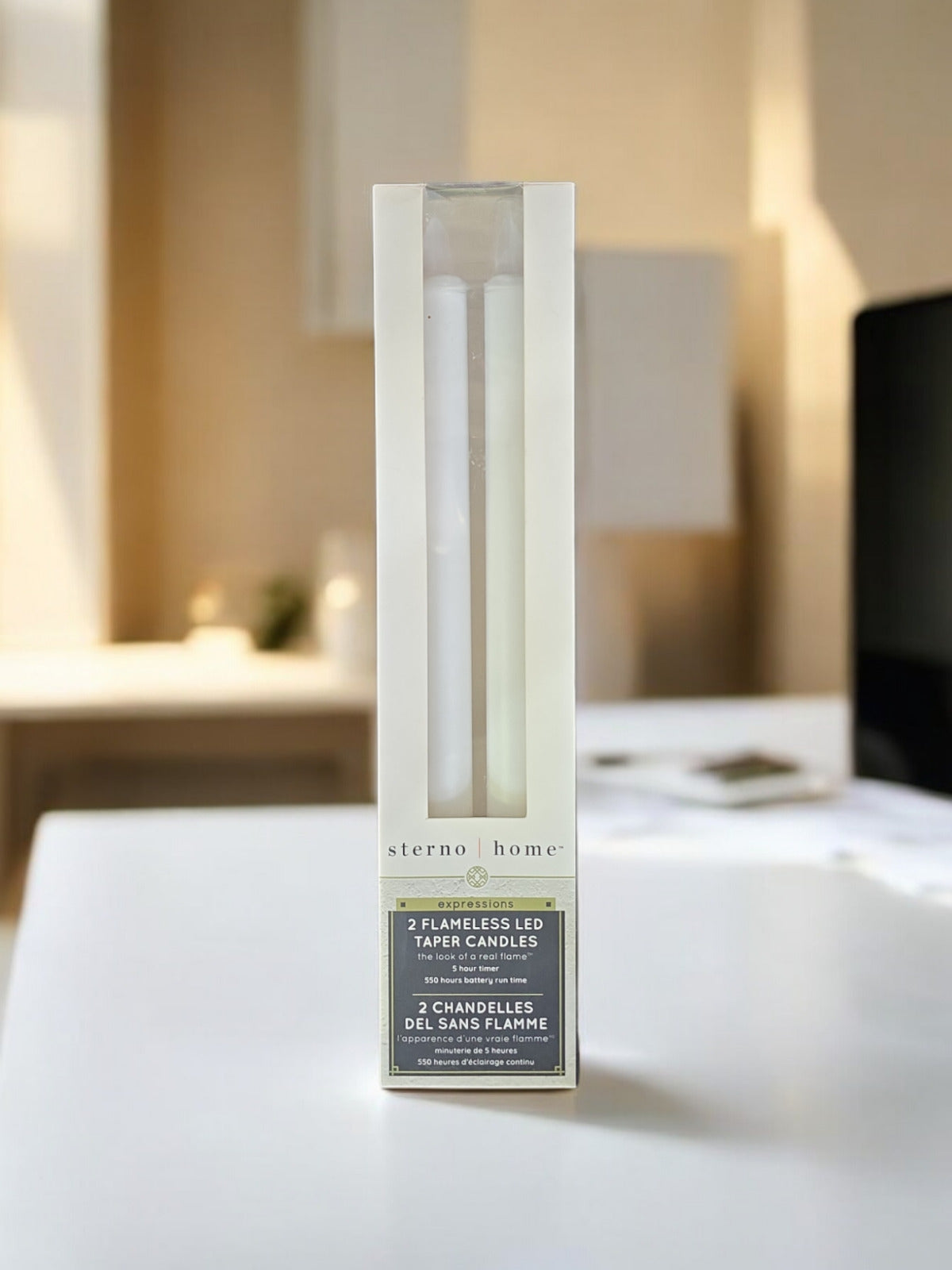 Sterno Home Flicker LED Taper Candle Set, White