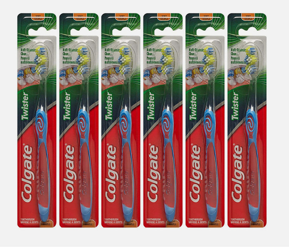 Colgate Twister Manual Toothbrush, Soft, Pack of 6