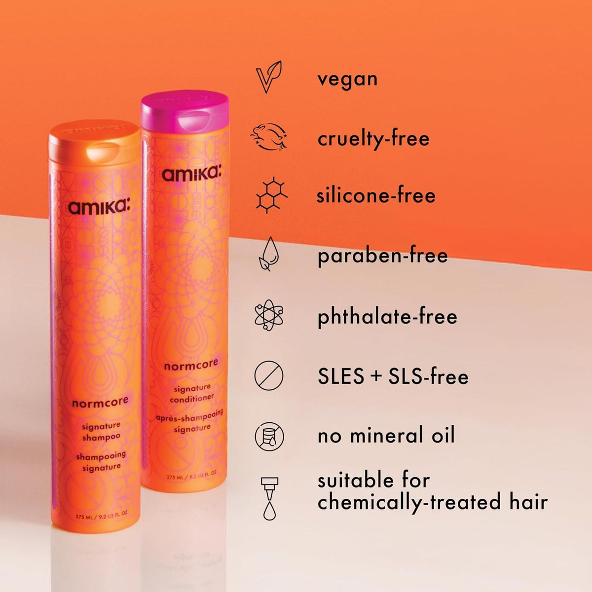 Amika Normcore Signature Shampoo Gently Cleanses Scalp & Hair Hydrates Dullness