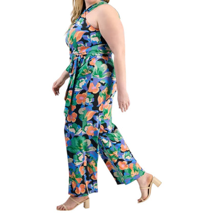 Tahari Plus Size Twist Halter-Neck Jersey Jumpsuit