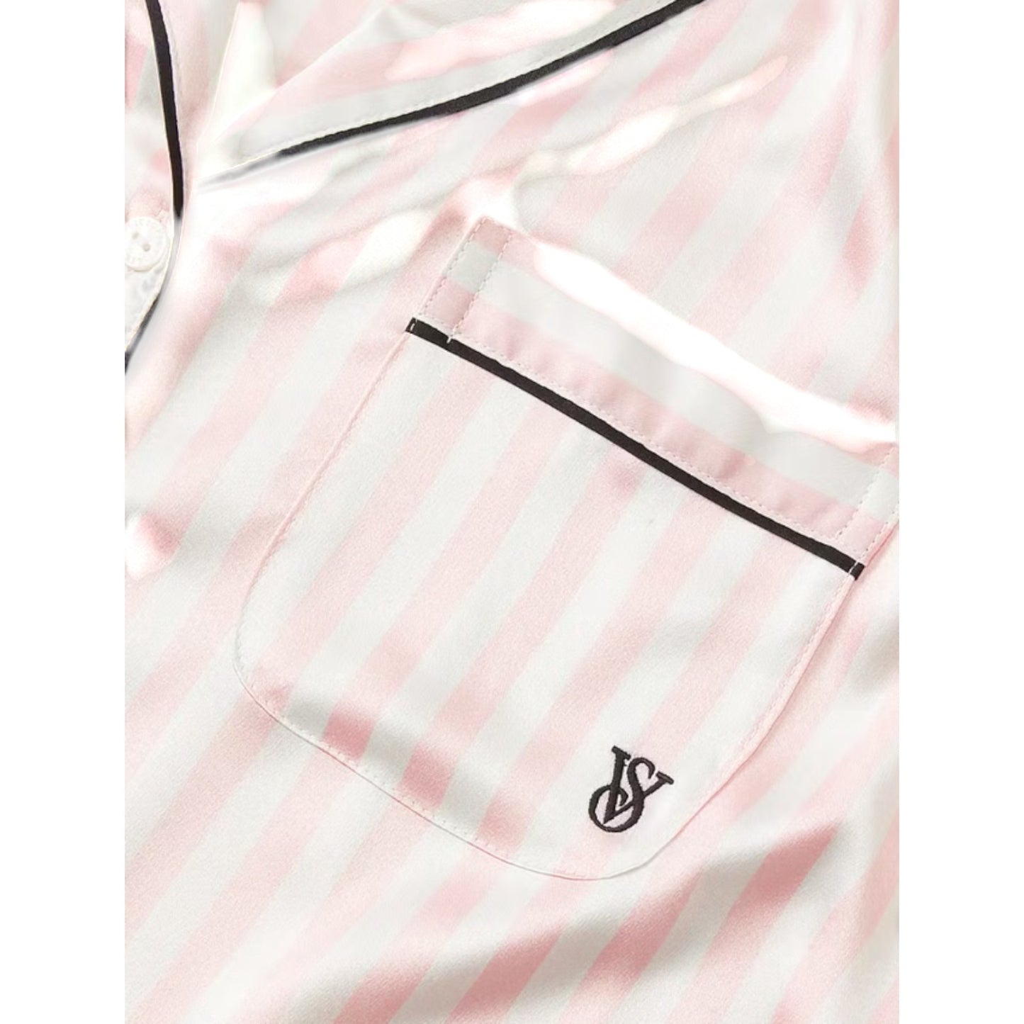 NWT Victoria’s Secret Glazed Satin Pajama set Long PINK ICONIC STRIPE XS,S, M, L