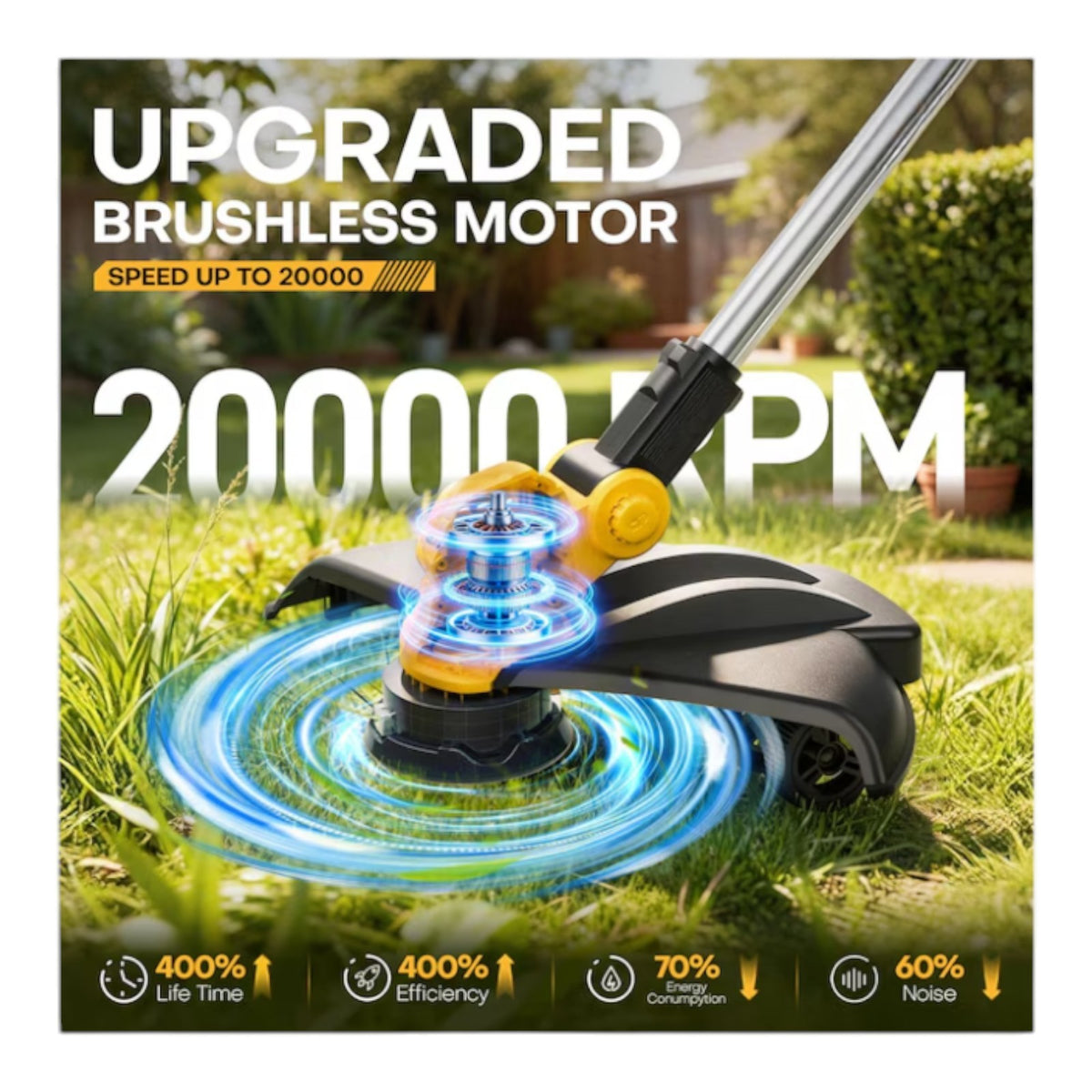 GEVEELIFE Brushless Electric Weed Wacker String Trimmer Weed Eater and Edger 15"