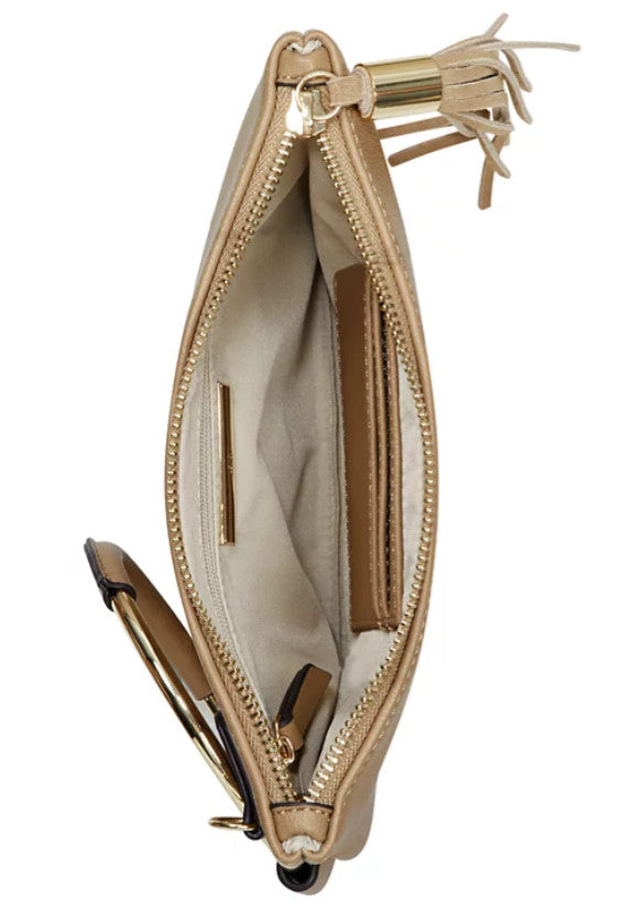 INC Charlii bangle handle faux-leather women's crossbody bag clutch - CAMEL/TAN
