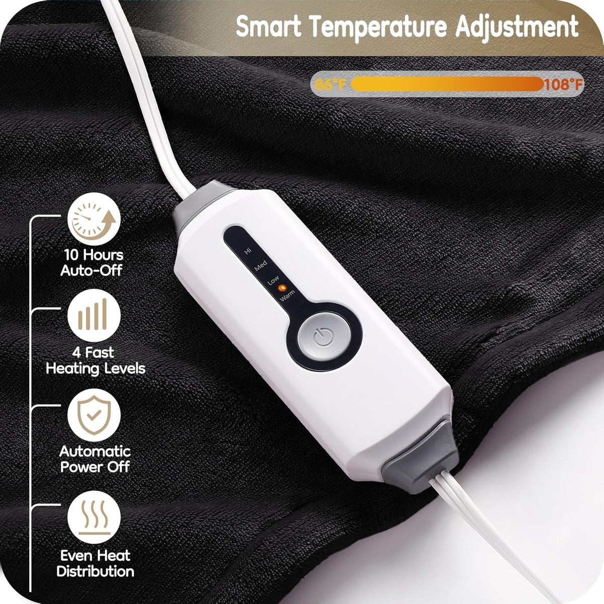 Electric Blanket Twin 62''X84'' Heated Blanket Gray, Ultra Soft Silky Flanne...