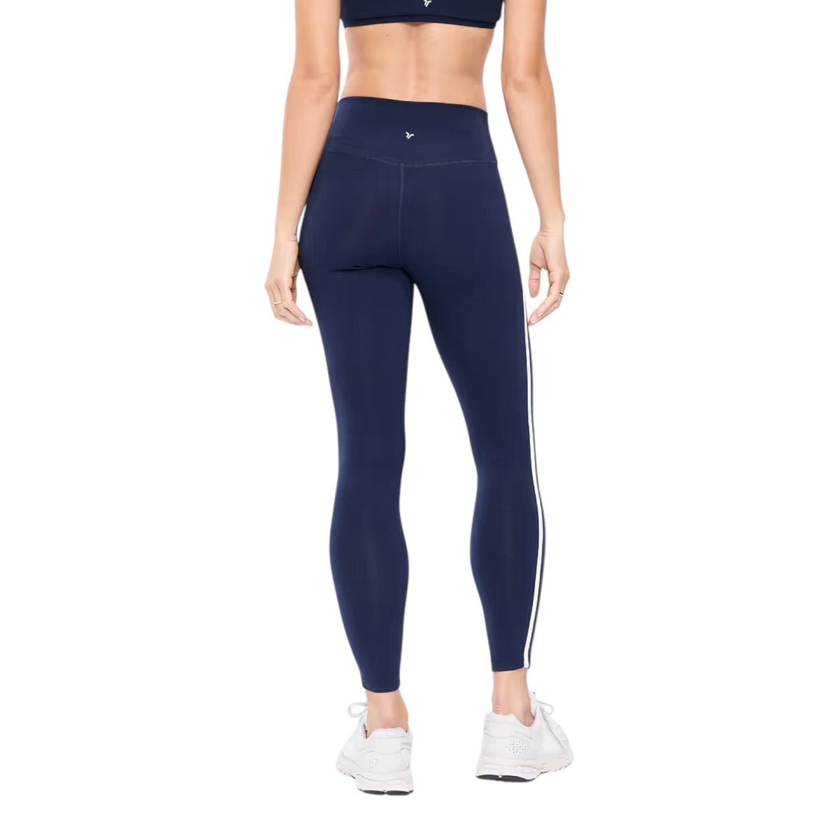 Old Navy High-Waisted PowerChill Side-Striped 7/8 Leggings, Navy, Size S - XL