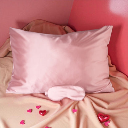 NEW Satin Pillow Case & Sleep Mask Set in Pink in nice gift bag