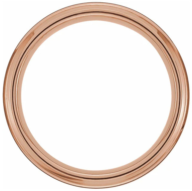 6mm Tungsten 18K Rose Gold & Black PVD Beveled Stepped Edge Satin Band (SZ 10)