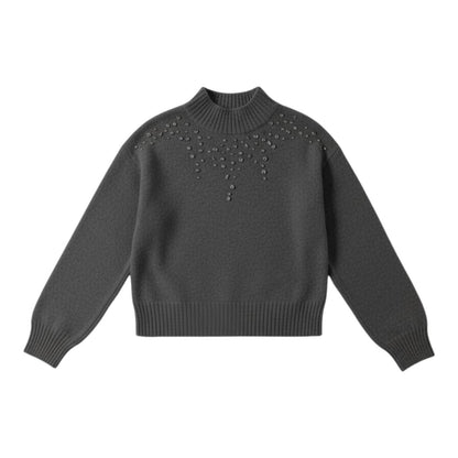 a.n.a Womens Mock Neck Embellished Long Sleeve Pullover Sweater XLT