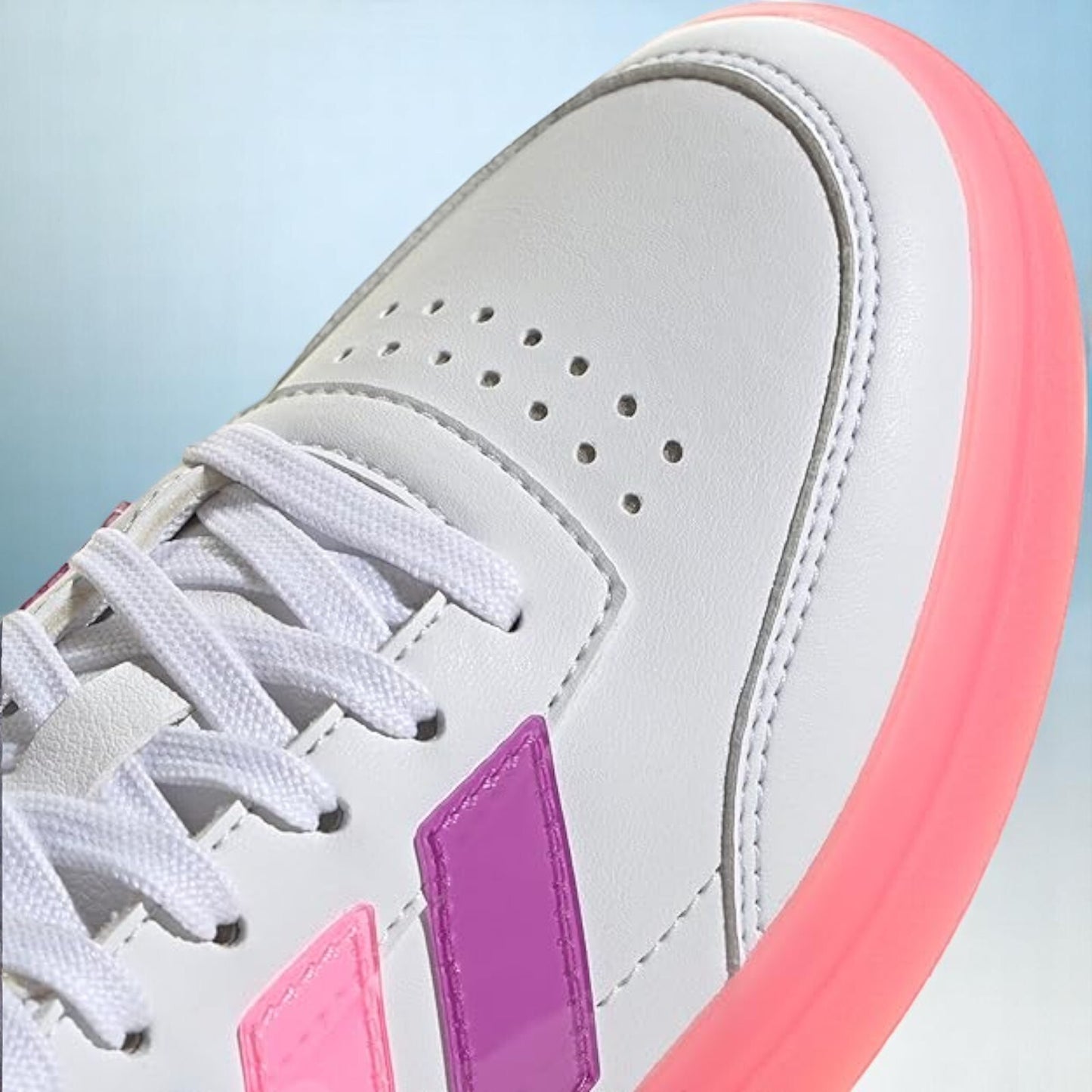 Adidas Court Block El C Youth Kids Tennis Shoes White, Pink, Purple and Blue