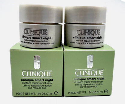 Boxed! 2 of Clinique Smart Night Custom Repair Moisturizer  0.24 oz*2=0.48oz
