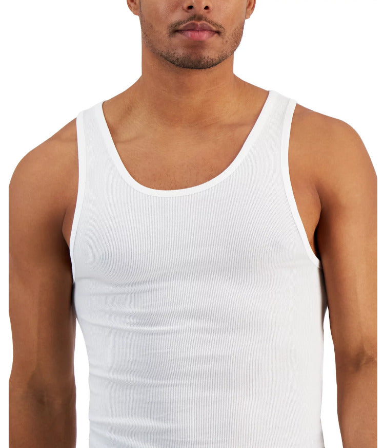 ALFANI Men's 4-Pack Regular-Fit Solid Bright White Tanks - SIZE XL