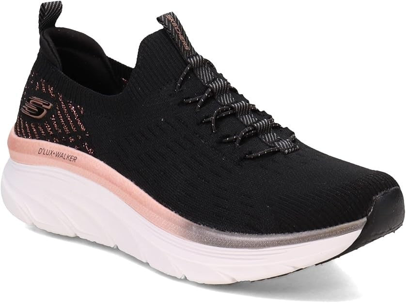 Skechers Women's D'lux Walker Let It Glow Sneaker - 149366 - Black & Rose Gold