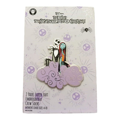 Disney The Nightmare Before Christmas Box 2 Pairs Super Soft Crew Socks Sz 4-10