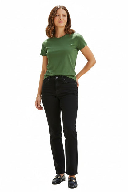 LIZ CLAIBORNE LANA HIGH RISE STRAIGHT LEG BLACK WASH DENIM JEANS - NWT