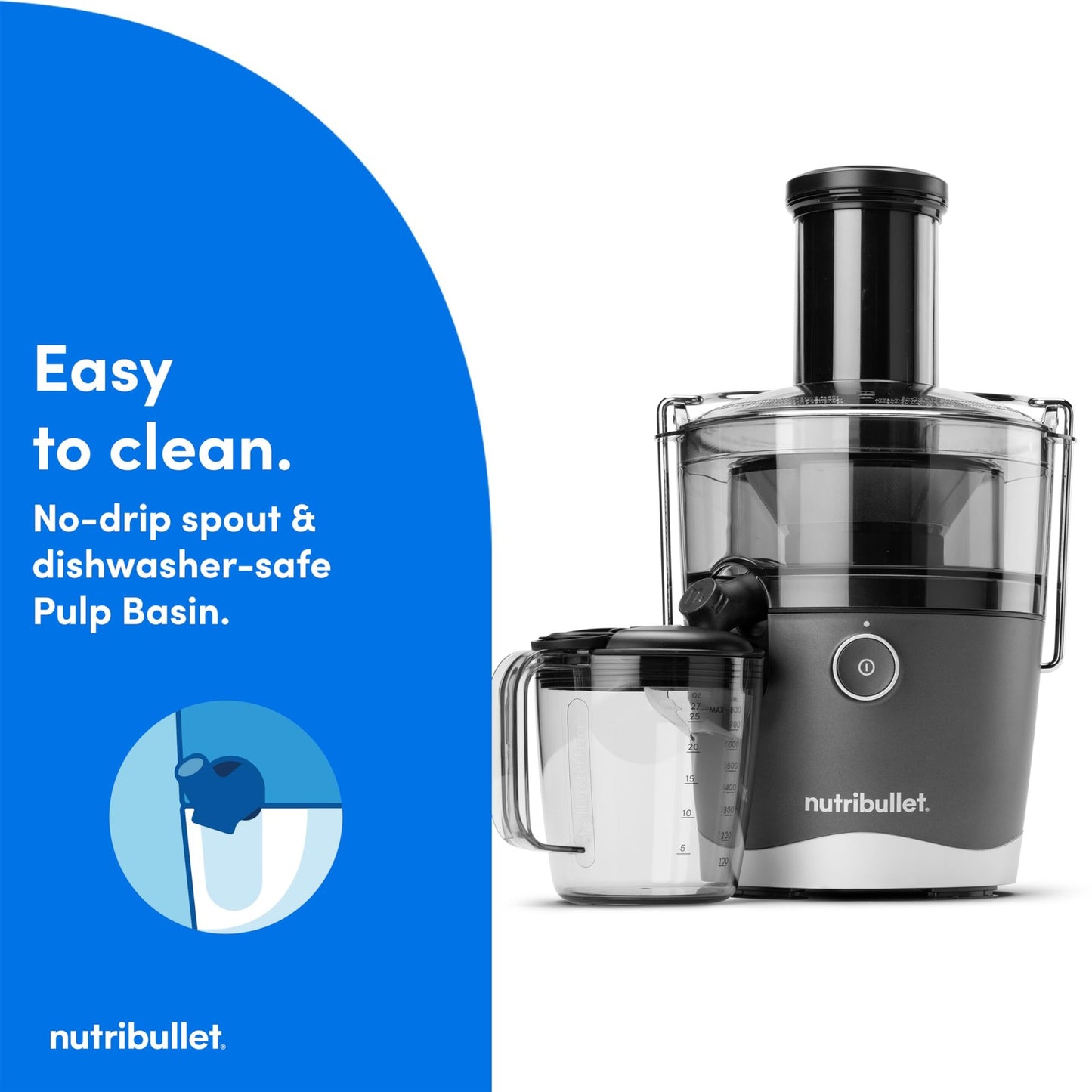 nutribullet® Juicer, 800W Juicer, Large 3" Feed Chute for Whole Fruits and Vege
